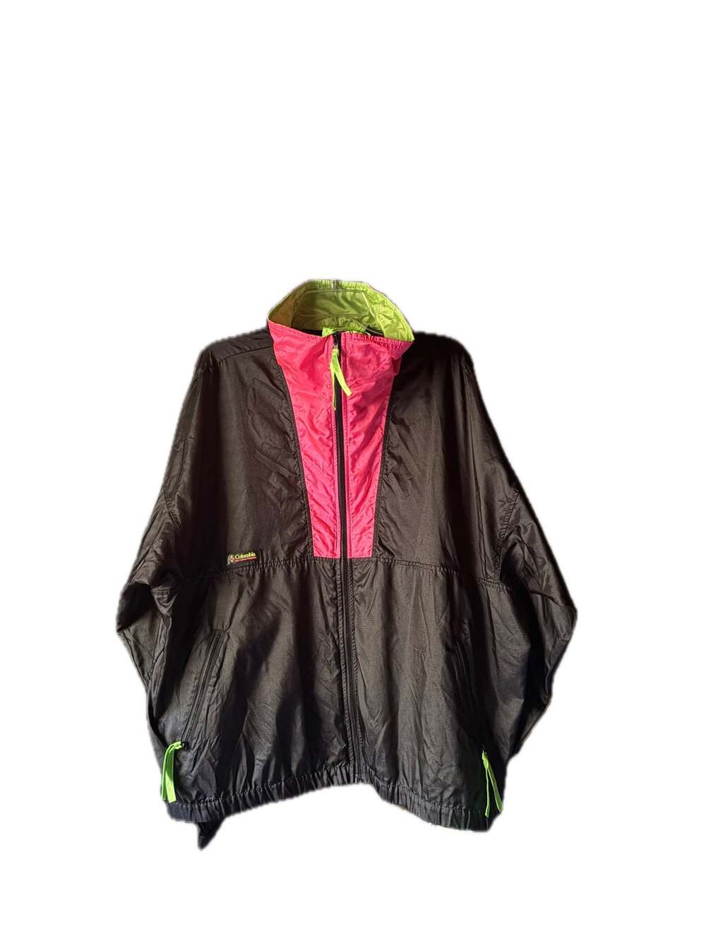 Columbia Vintage 90s Colorblock Windbreaker Jacket Mens XL Neon Pink Green